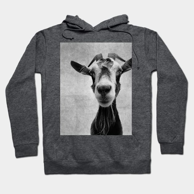 Goat Portrait in Black and White Hoodie by WesternExposure